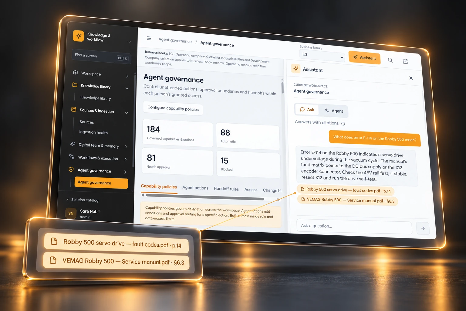 Generated 3D visualization of the Cited Assistant sample interface.