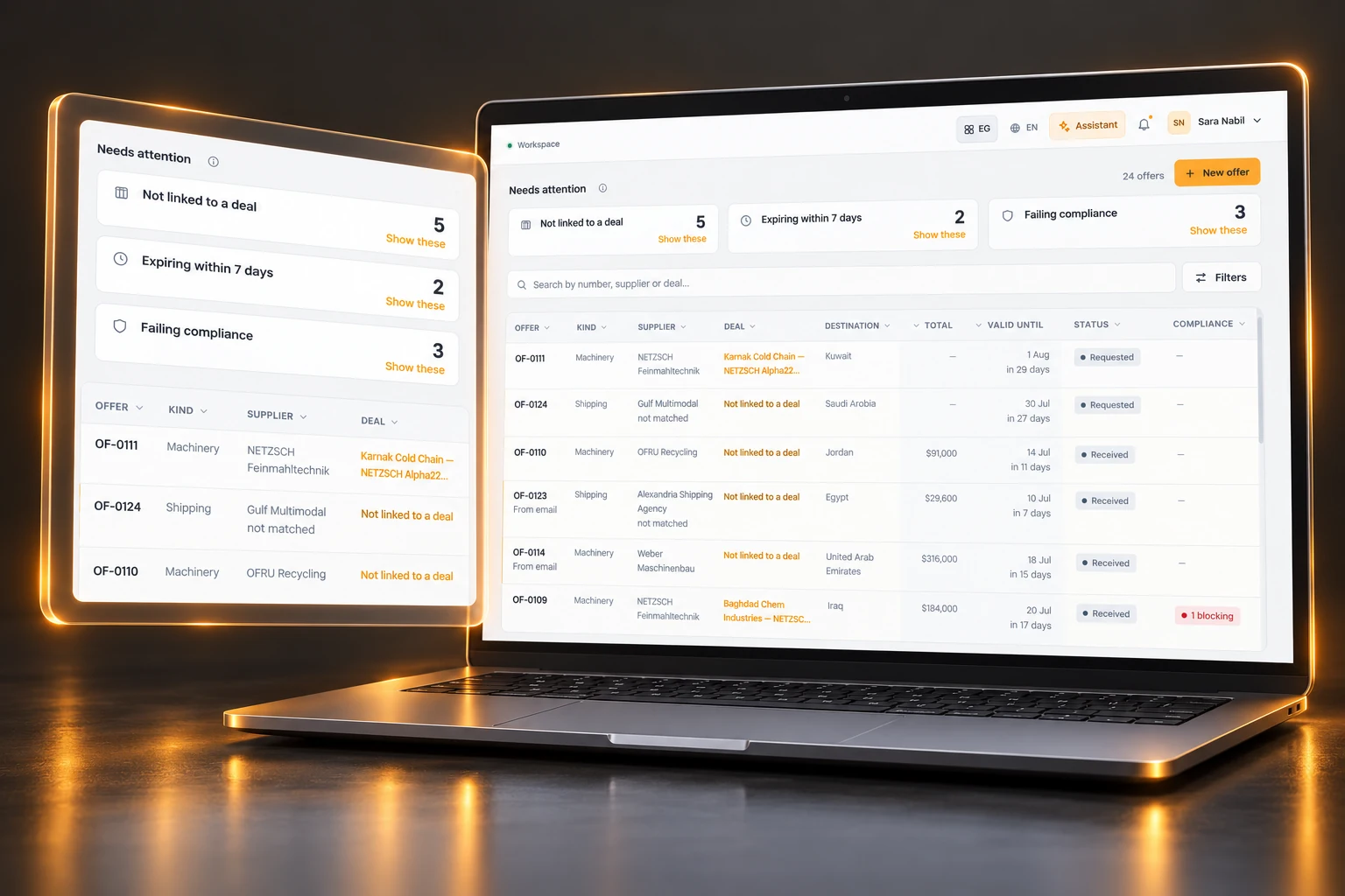 Generated graphite and amber 3D device visualization of the sample Supplier offers workspace