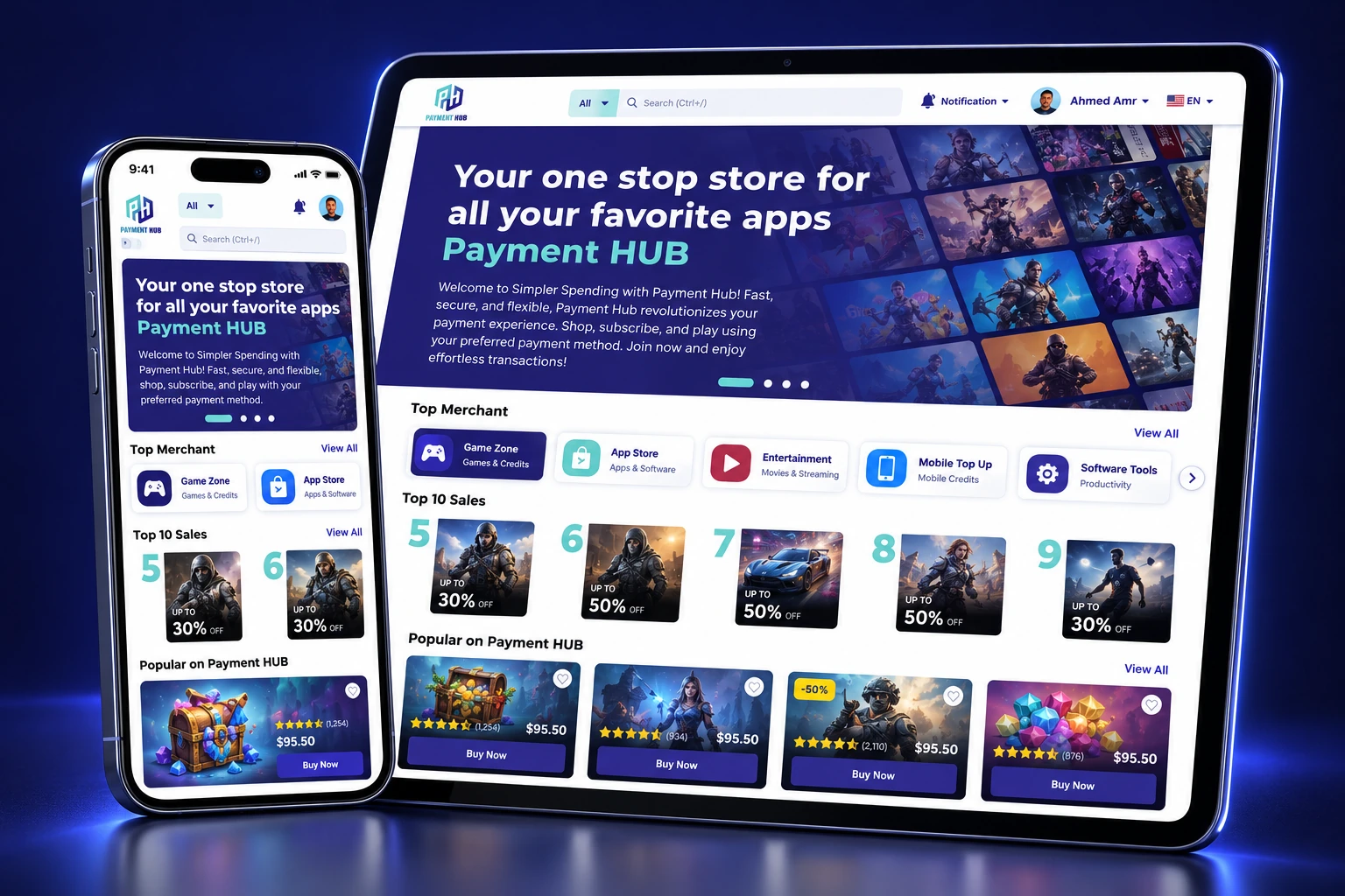 3D Payment Hub product discovery device mockup