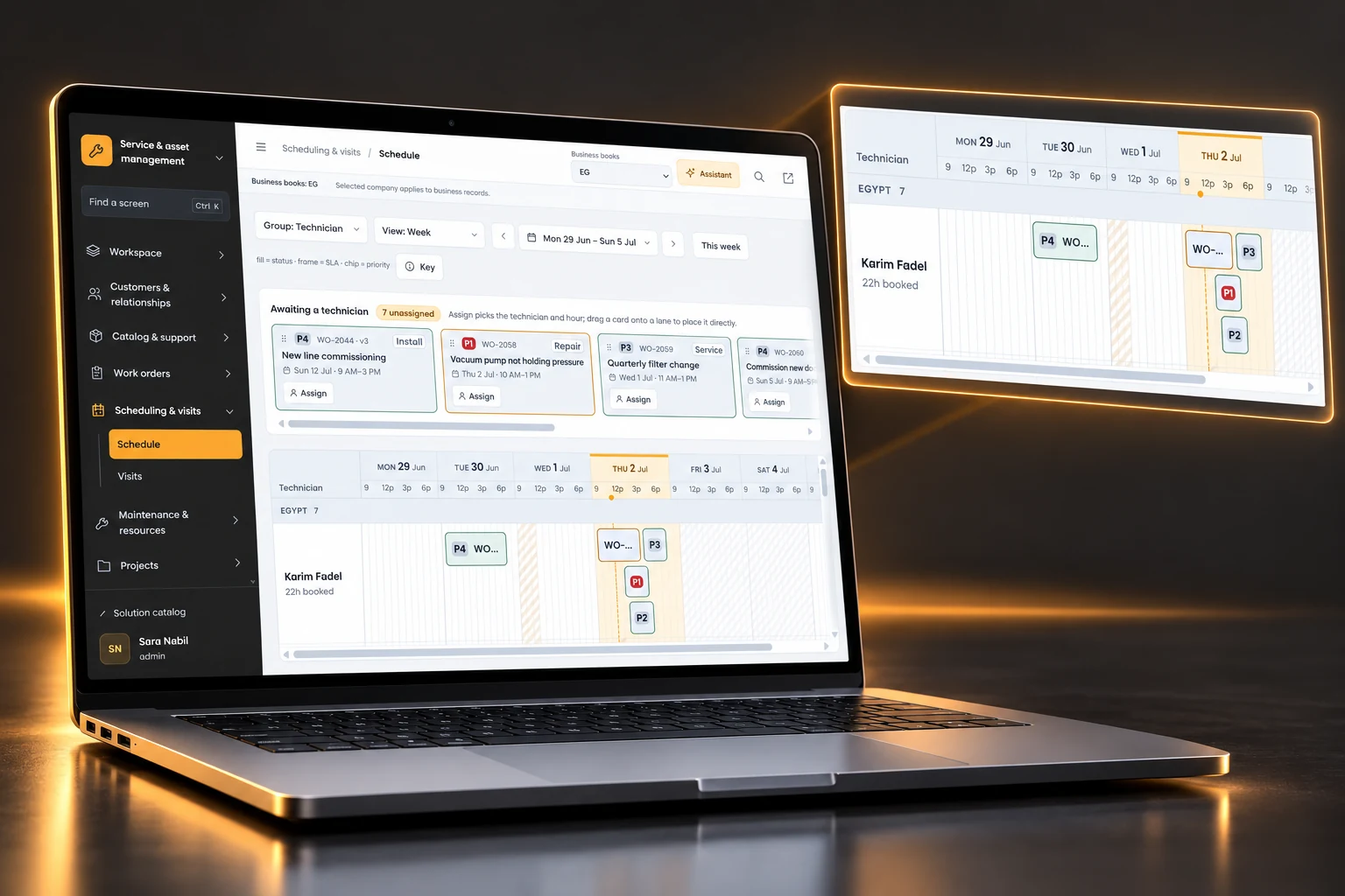 Generated 3D visualization of plan the work., based on the current product interface with sample data.
